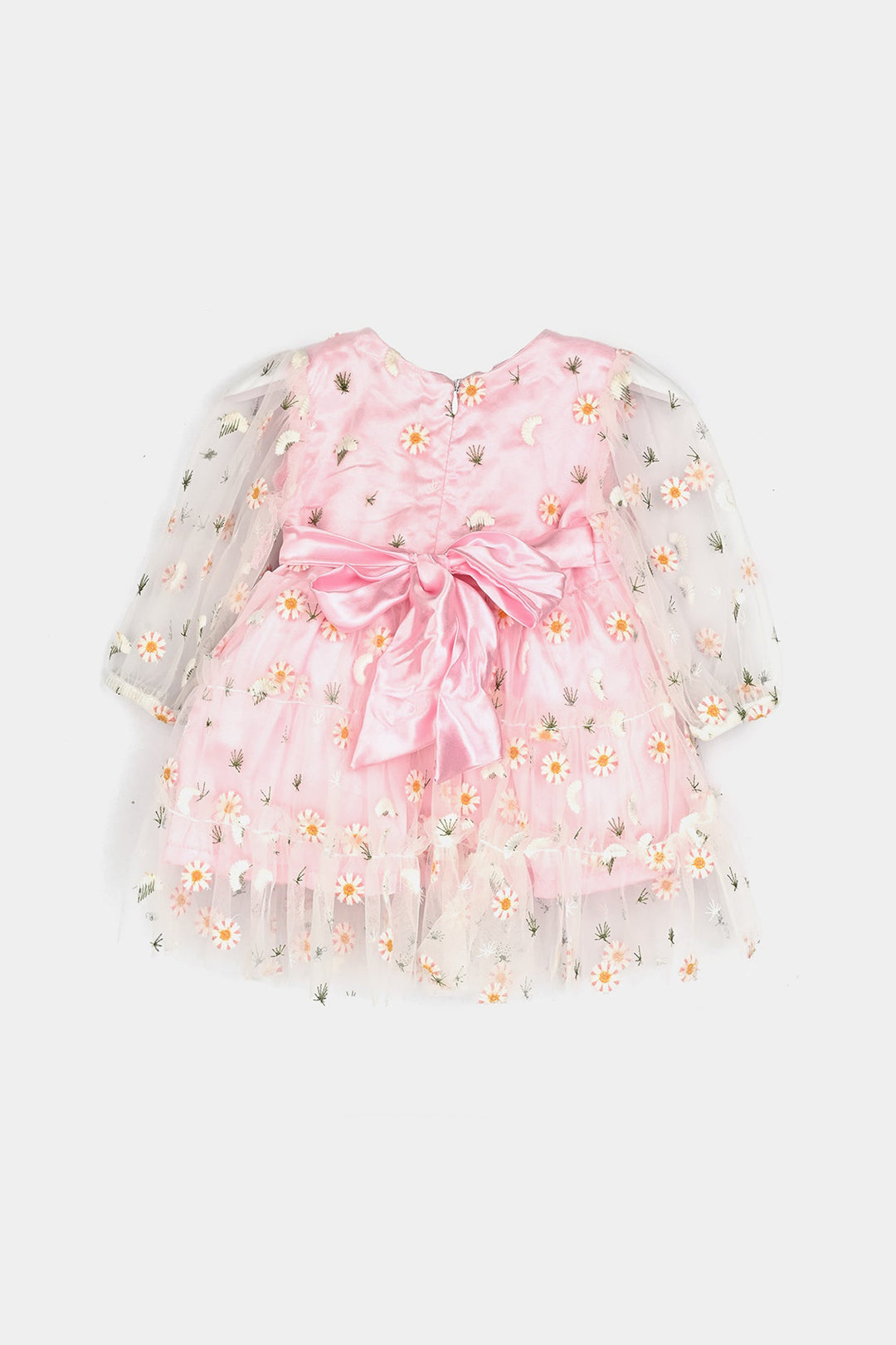 Infant Girls Net Fancy Frock-Pretty - Lt Pink