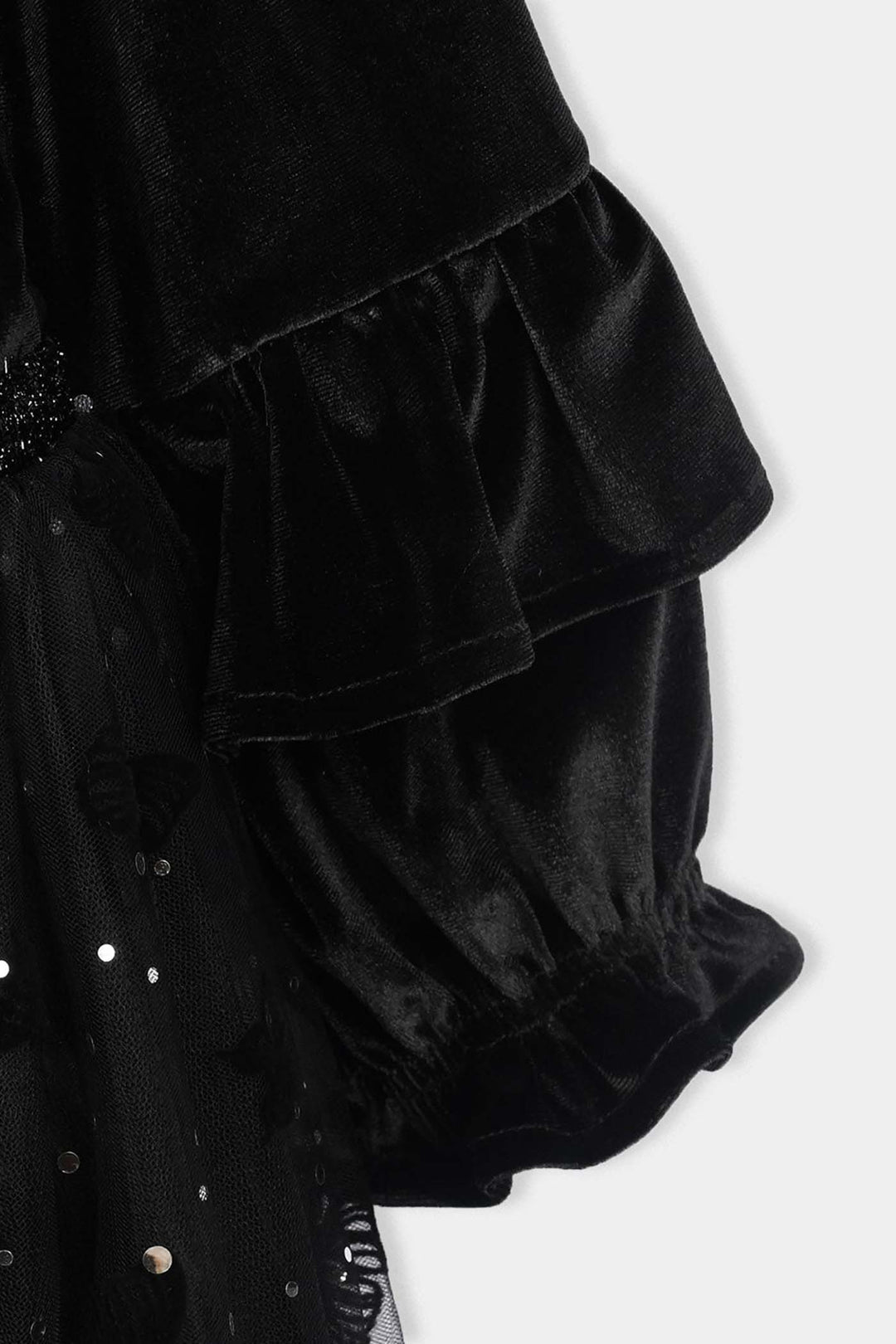 Girls Velvet Fancy Frock (Butterfly) - Black