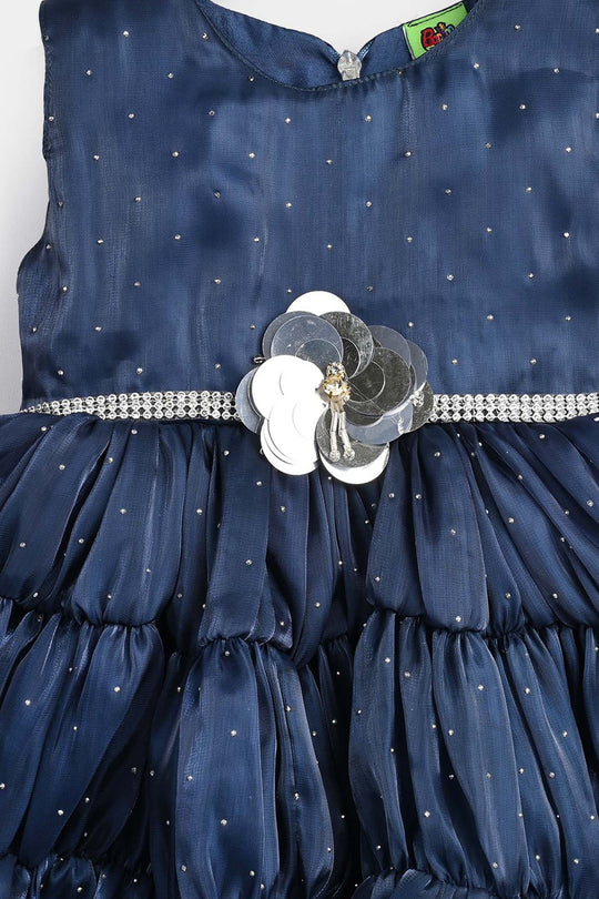 Infant Girls Organza Fancy Frock-Glow-Blue