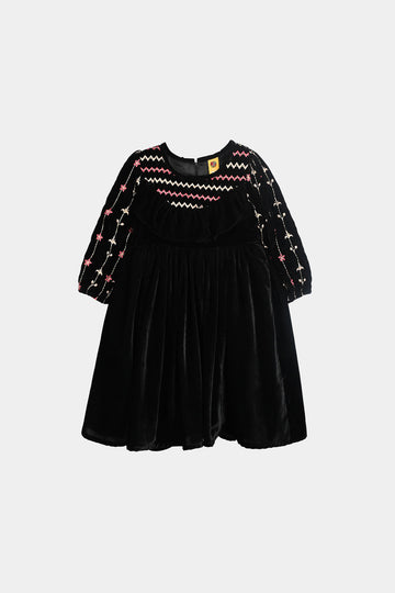 Girls Velvet Fancy Frock-Grace-BLACK