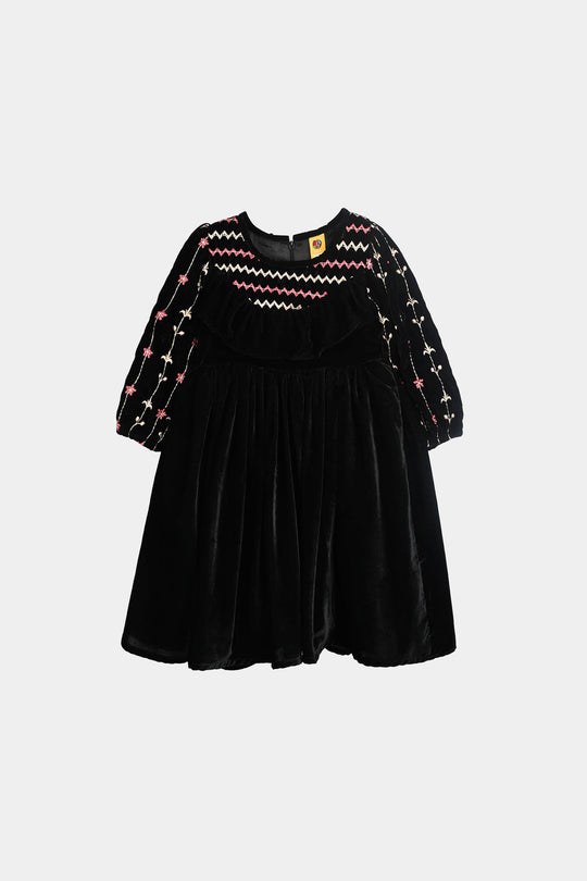 Girls Velvet Fancy Frock-Grace-BLACK