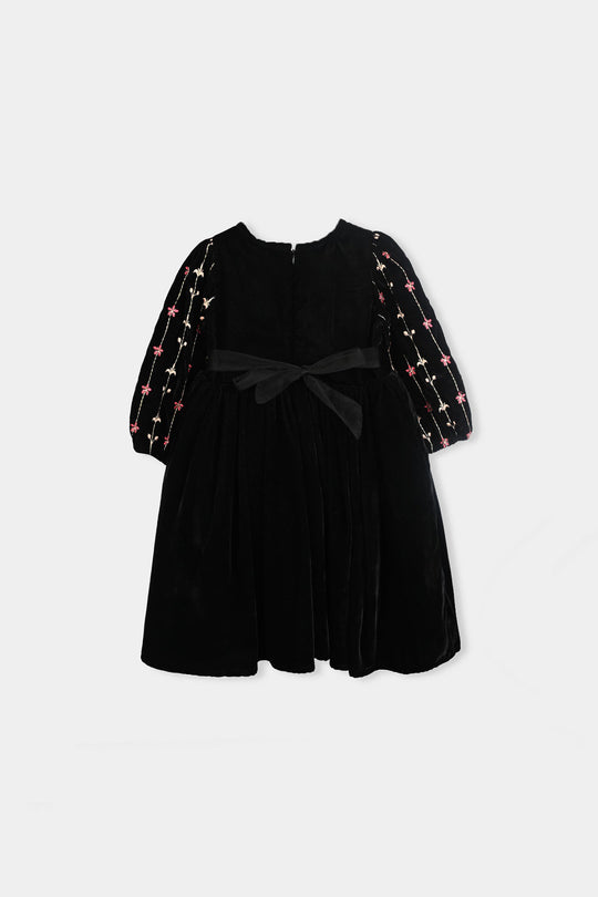 Girls Velvet Fancy Frock-Grace-BLACK