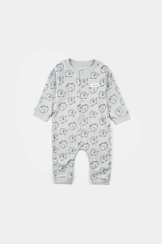 Infant Boys Cotton Interlock Romper Elephant