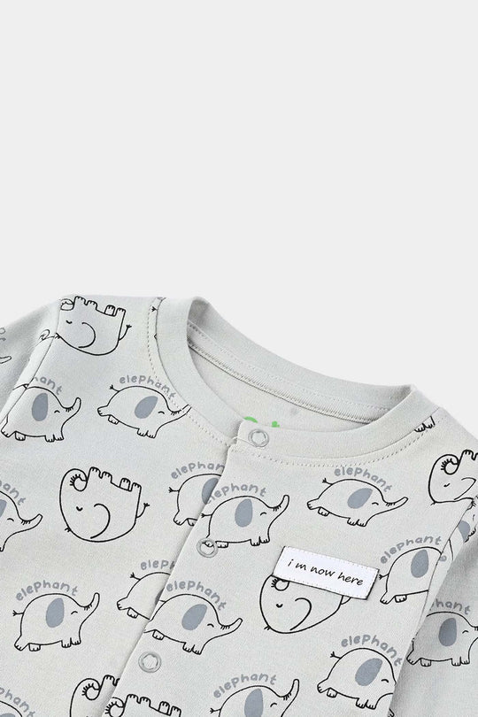 Infant Boys Cotton Interlock Romper Elephant