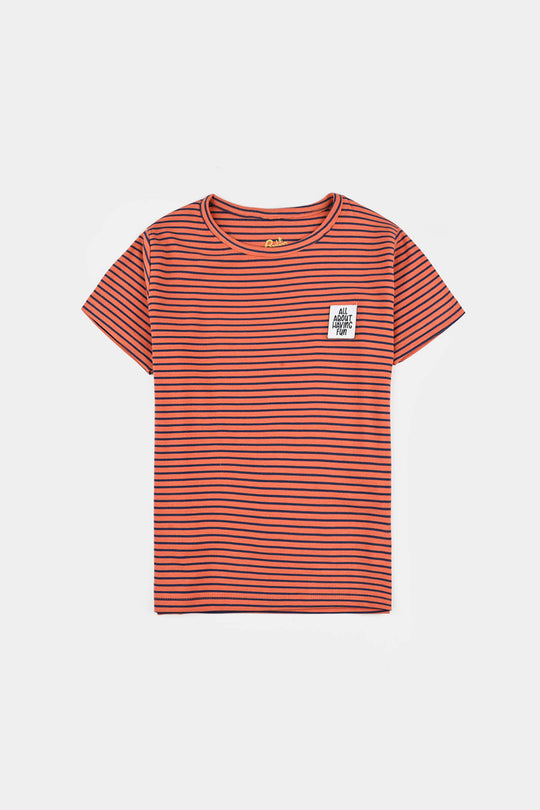 Boys Jersey/Terry T-Shirt H/S All About Having Fun - Rust
