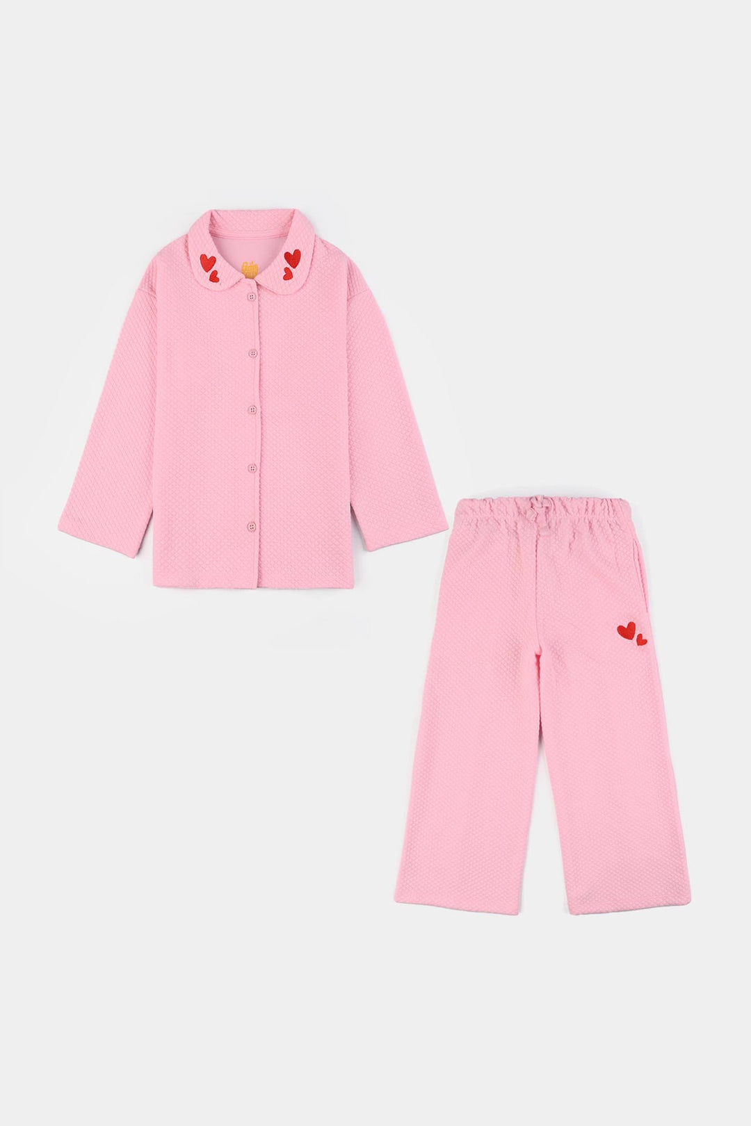 Girls Quilted 2 Piece HEARTS-Pink