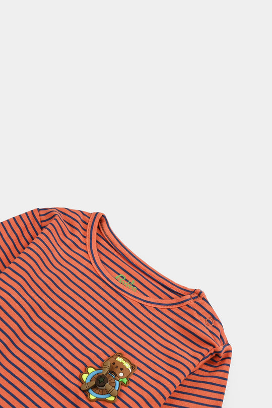 Infant Boys Jersey/Terry T-Shirt F/S Bear Fan - ORANGE