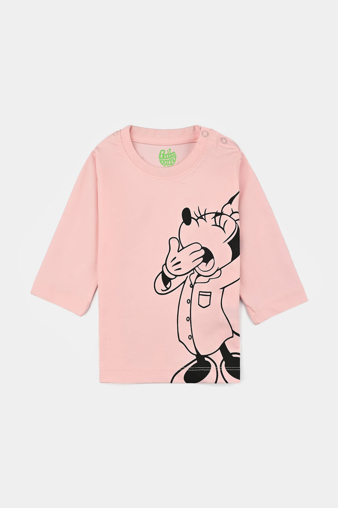 Infant Girls Poly Cotton Jersey Night Suit-Pink