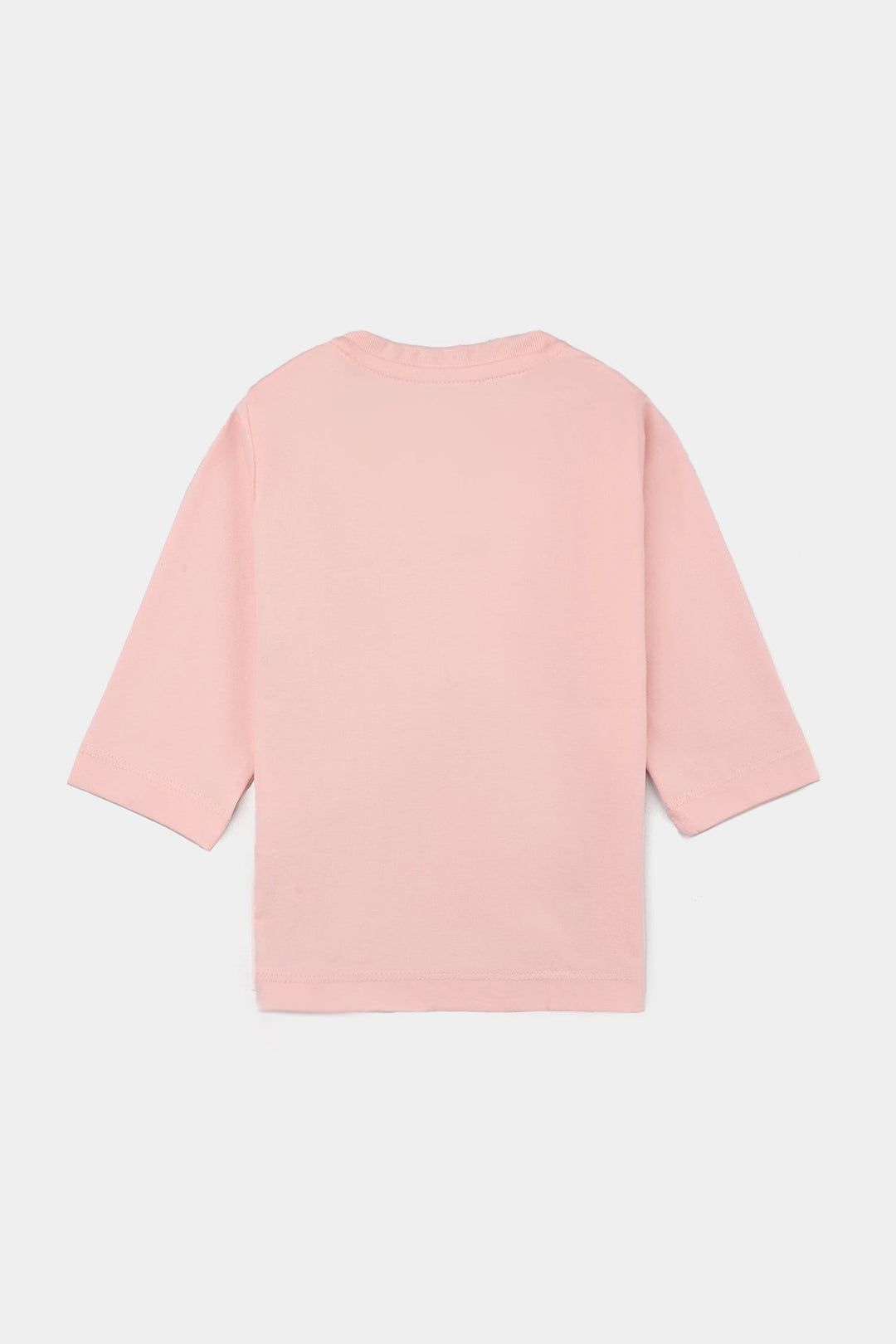 Infant Girls Poly Cotton Jersey Night Suit-Pink