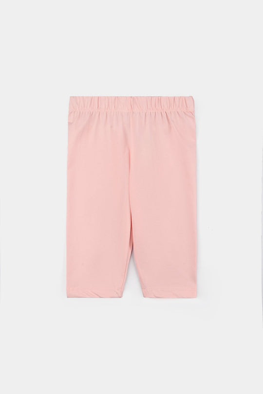 Infant Girls Poly Cotton Jersey Night Suit-Pink