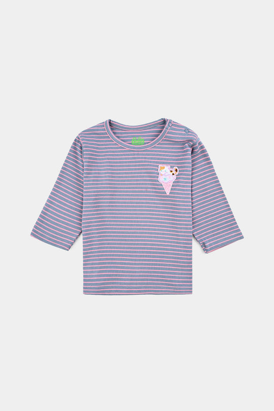 Infant Girls Jersey/Terry T-Shirt F/S CAT - GREY