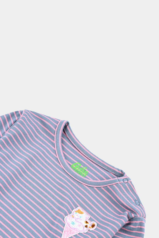 Infant Girls Jersey/Terry T-Shirt F/S CAT - GREY