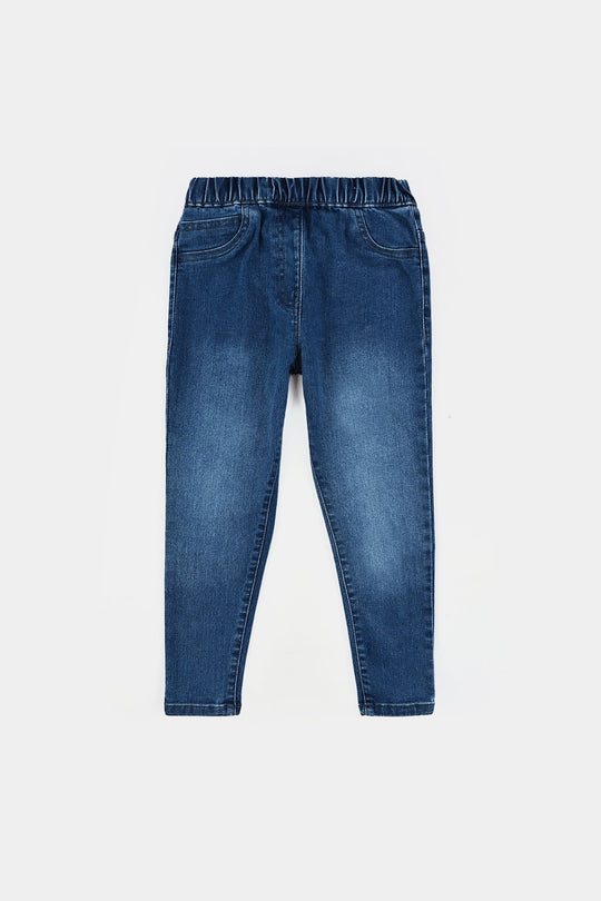 Girls Denim Stretch Jeggings Basic - Mid Blue