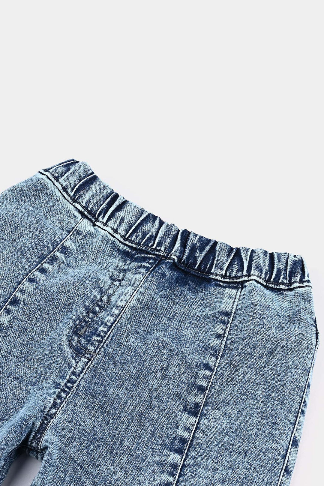 Girls Denim Stretch Jeggings Pleated - LIGHT BLUE