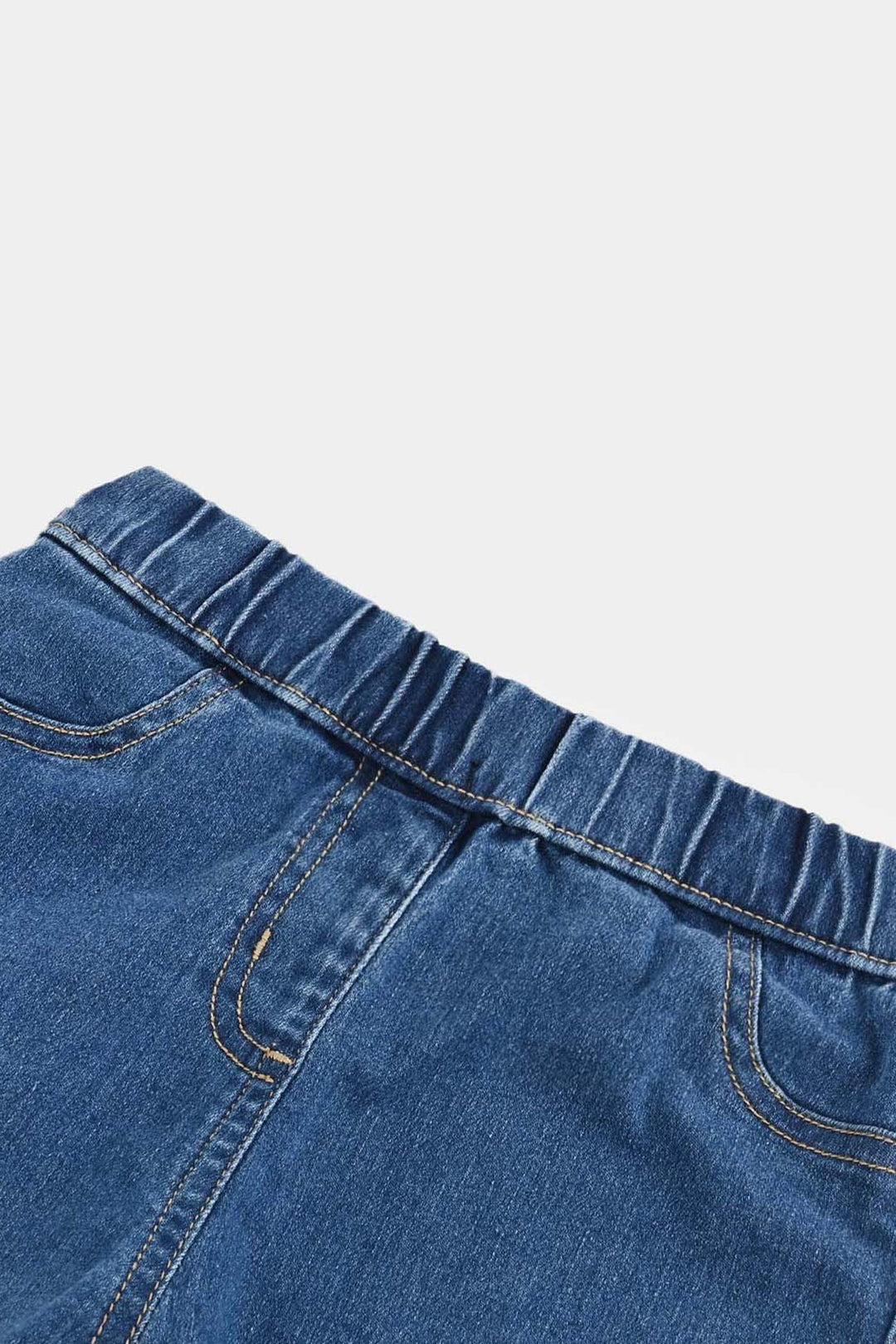 Girls Denim Stretch Jeggings Studded Flared-DARK BLUE