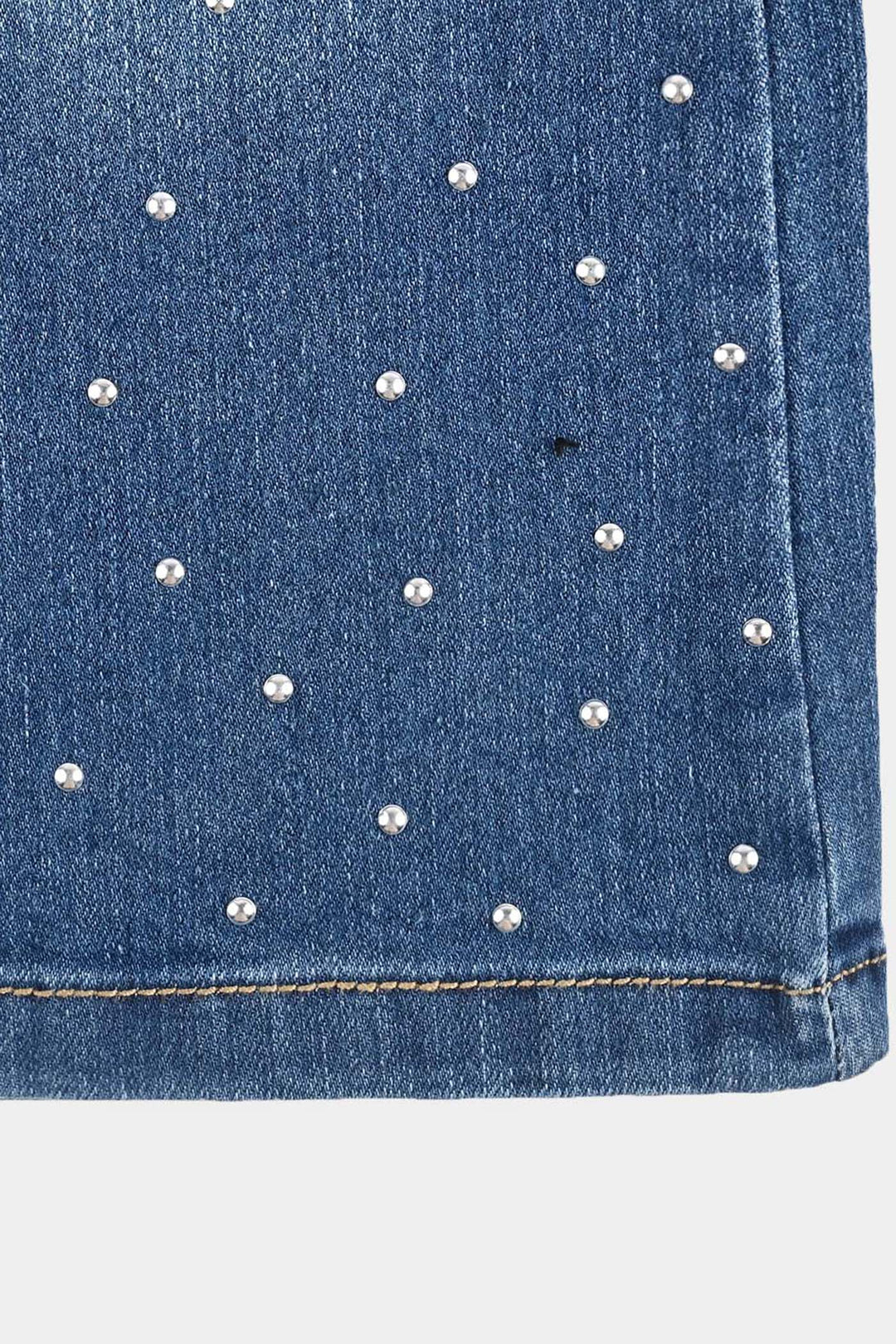 Girls Denim Stretch Jeggings Studded Flared-DARK BLUE