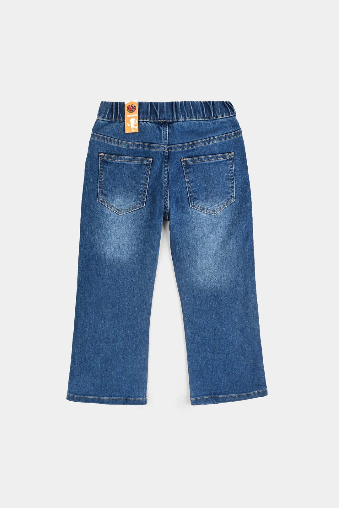 Girls Denim Stretch Jeggings Studded Flared-DARK BLUE