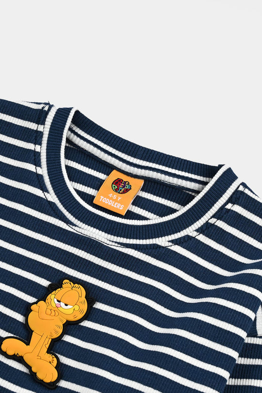 Boys Rib T-Shirt F/S Character- Blue/White Stripe