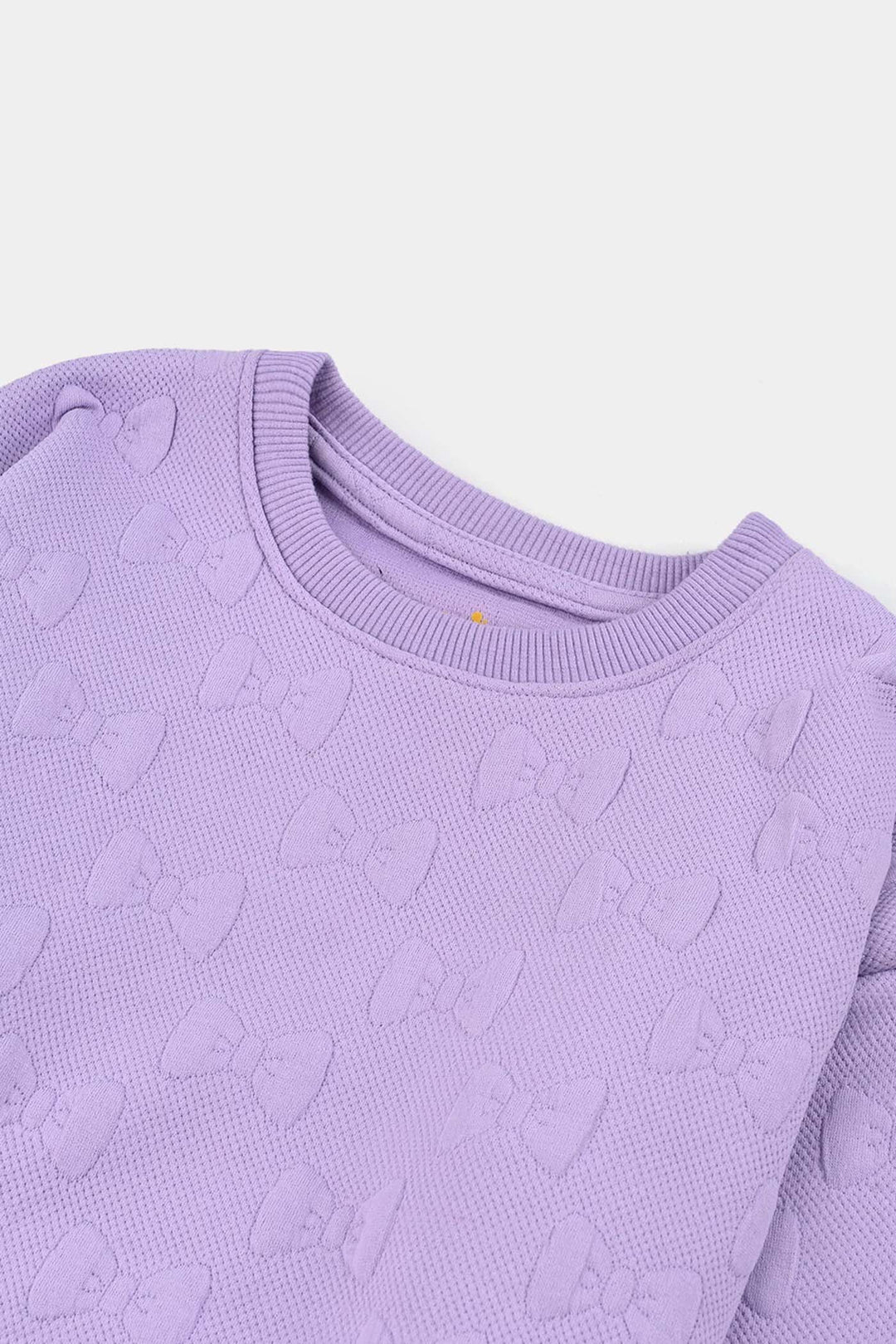 Girls Jacquard Sweatshirt EMBOSSED BOW 1-Purple