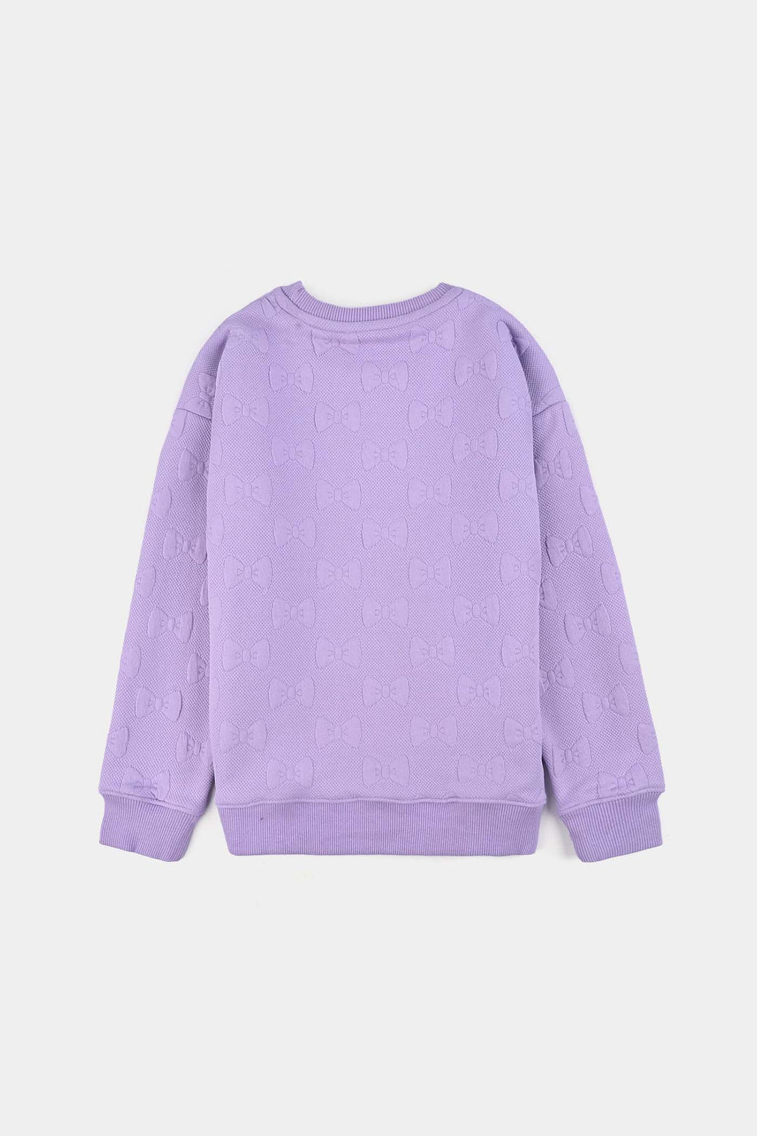 Girls Jacquard Sweatshirt EMBOSSED BOW 1-Purple