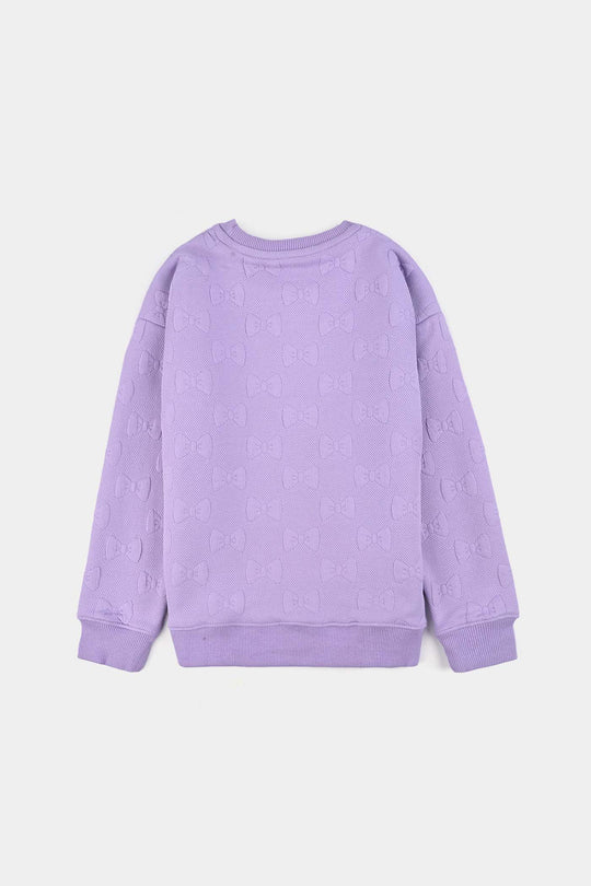 Girls Jacquard Sweatshirt EMBOSSED BOW 1-Purple