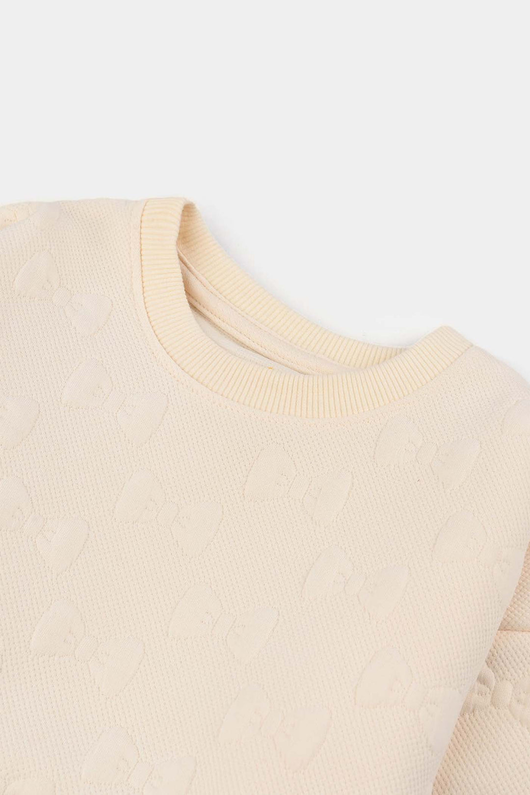 Girls Jacquard Sweatshirt EMBOSSED BOW 2- Off White