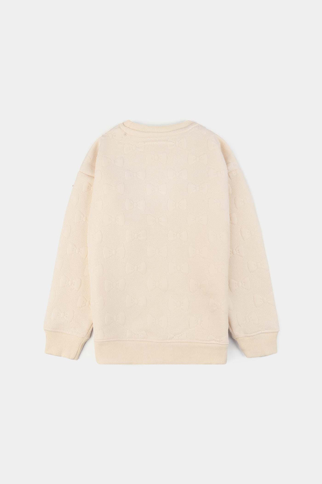 Girls Jacquard Sweatshirt EMBOSSED BOW 2- Off White
