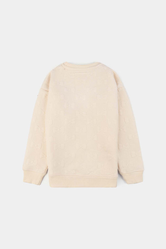 Girls Jacquard Sweatshirt EMBOSSED BOW 2- Off White