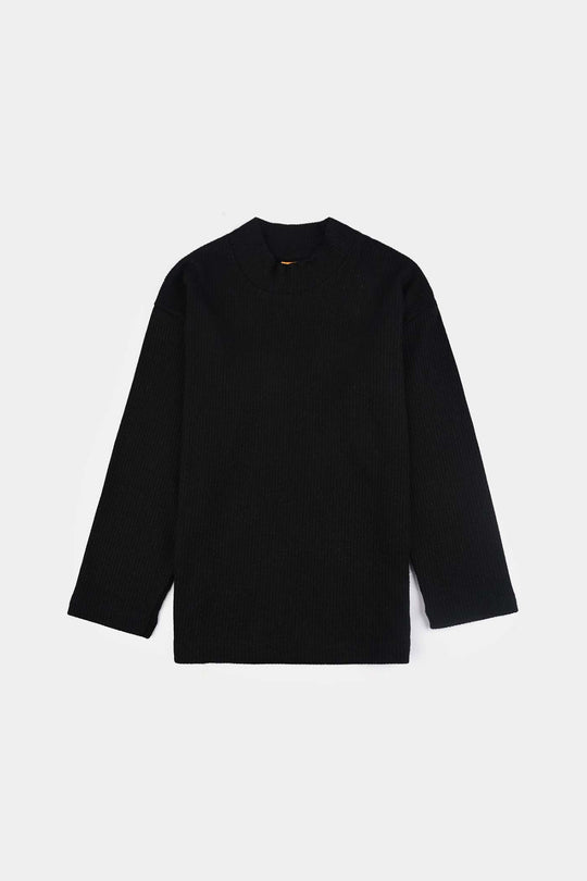 Girls 2x1 Rib Sweatshirt BLACK SHINE