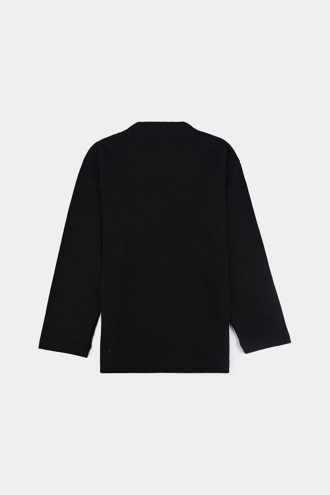 Girls 2x1 Rib Sweatshirt BLACK SHINE