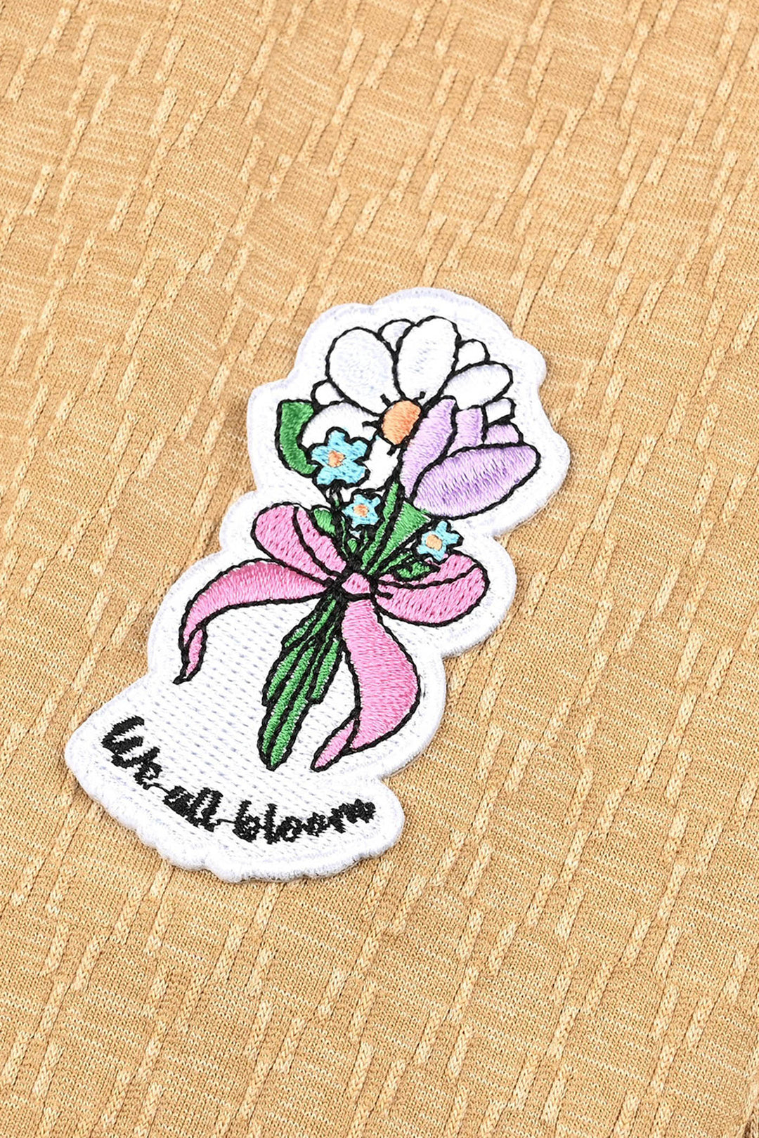 Girls Jacquard T-Shirt F/S WE ALL BLOOM-BROWN