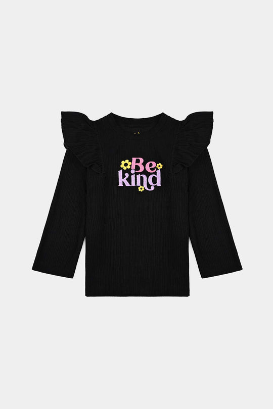 Girls Jacquard T-Shirt - Black