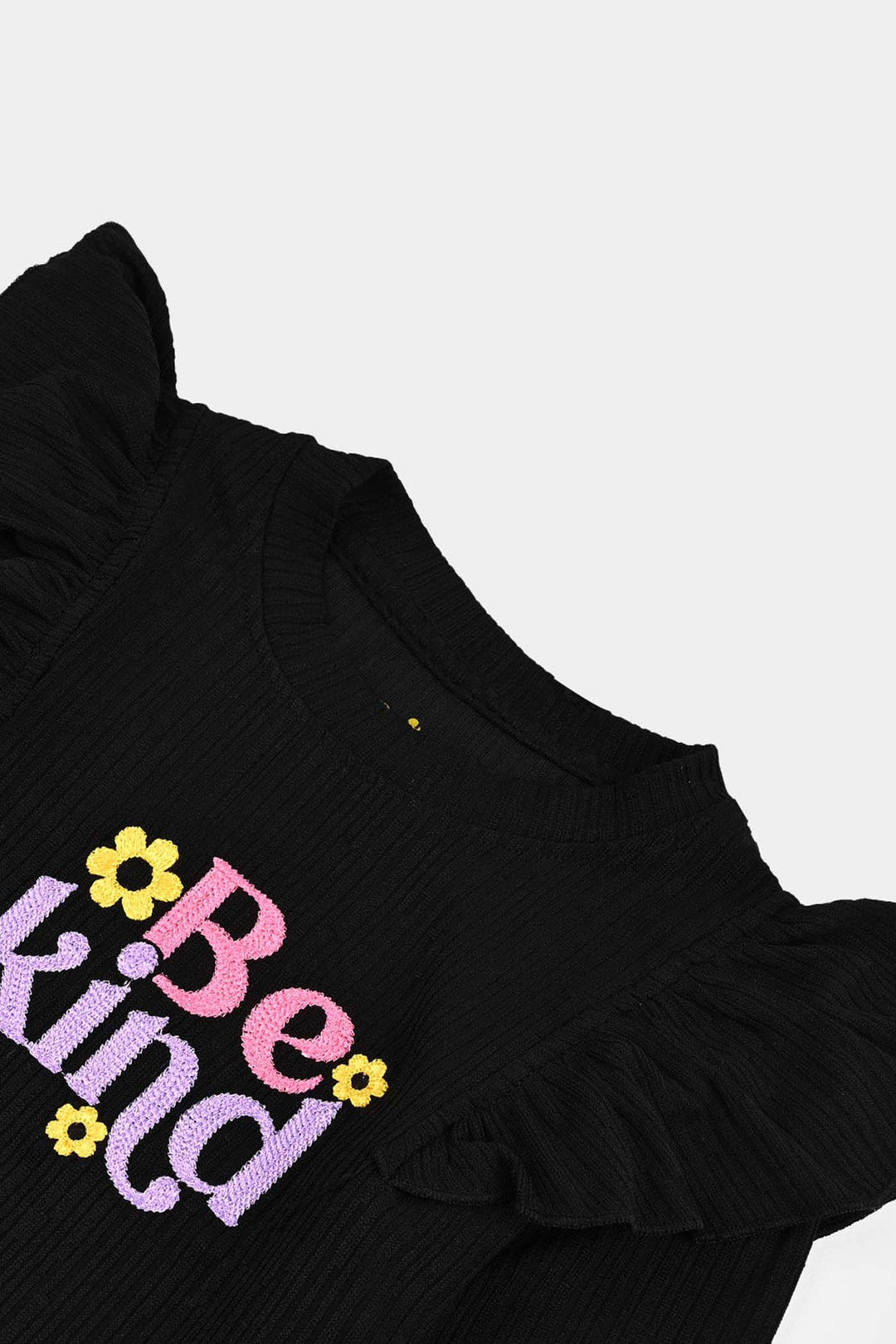 Girls Jacquard T-Shirt - Black