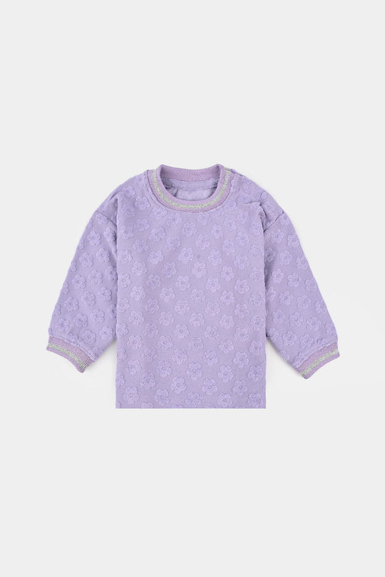 Infant Girls Jacquard T-Shirt F/S LILAC FLOWER FABRIC - Purple