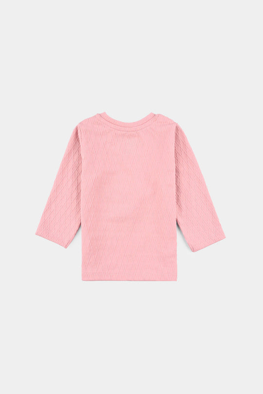 Infant Girls Jacquard T-Shirt F/S LETS FLY AWAY-Peach