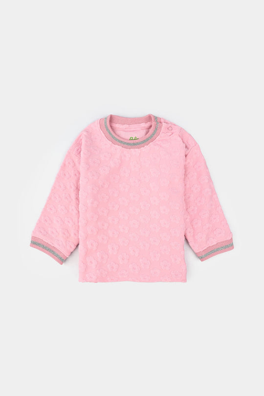 Infant Girls Jacquard T-Shirt F/S FLOWER FABRIC - Pink