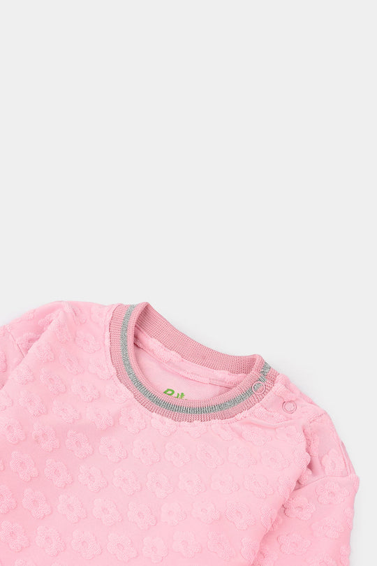 Infant Girls Jacquard T-Shirt F/S FLOWER FABRIC - Pink