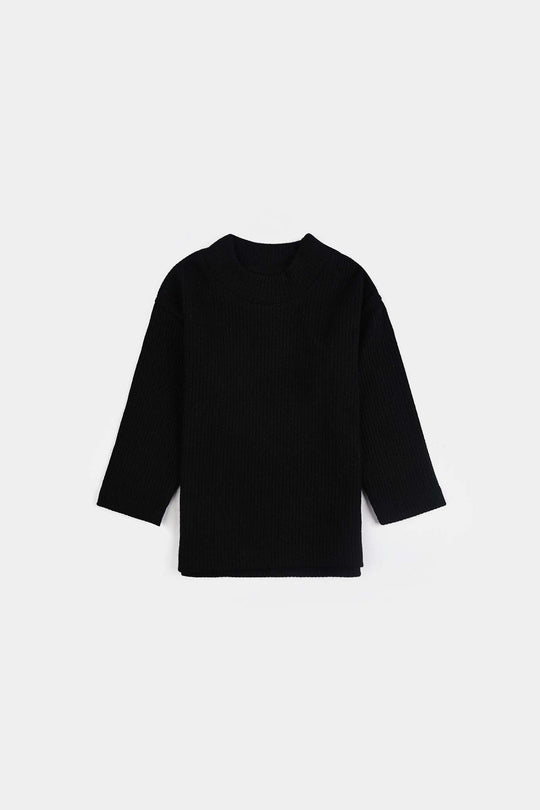 Infant Girls Rib Sweatshirt BLACK SHINE