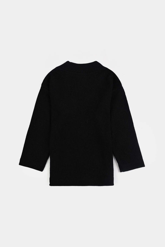 Infant Girls Rib Sweatshirt BLACK SHINE