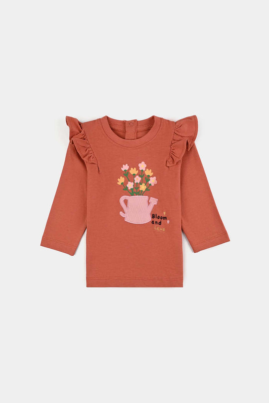 Infant Girls Jersey/Terry T-Shirt F/S BLOOM & LOVE-Orange
