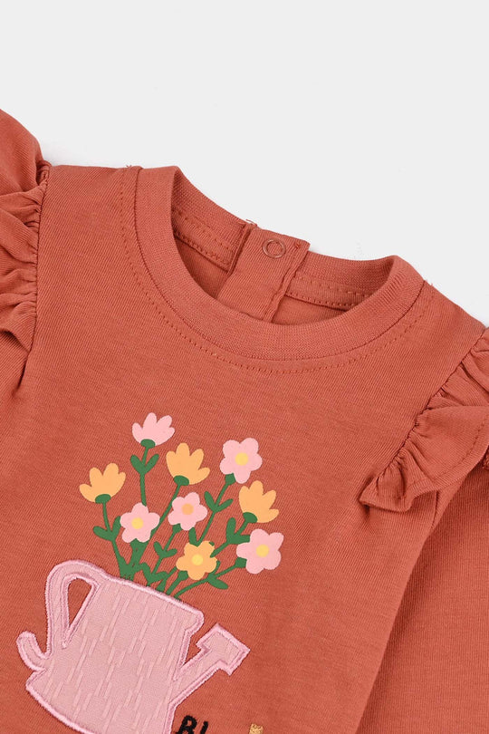 Infant Girls Jersey/Terry T-Shirt F/S BLOOM & LOVE-Orange