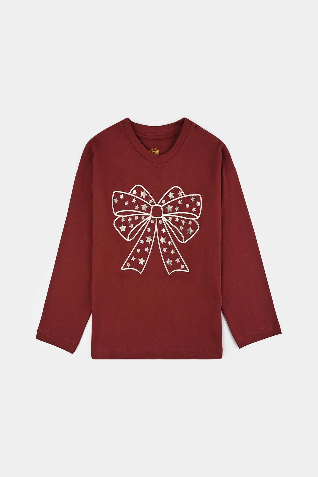 Girls Jersey/Terry T-Shirt F/S BOW-Red