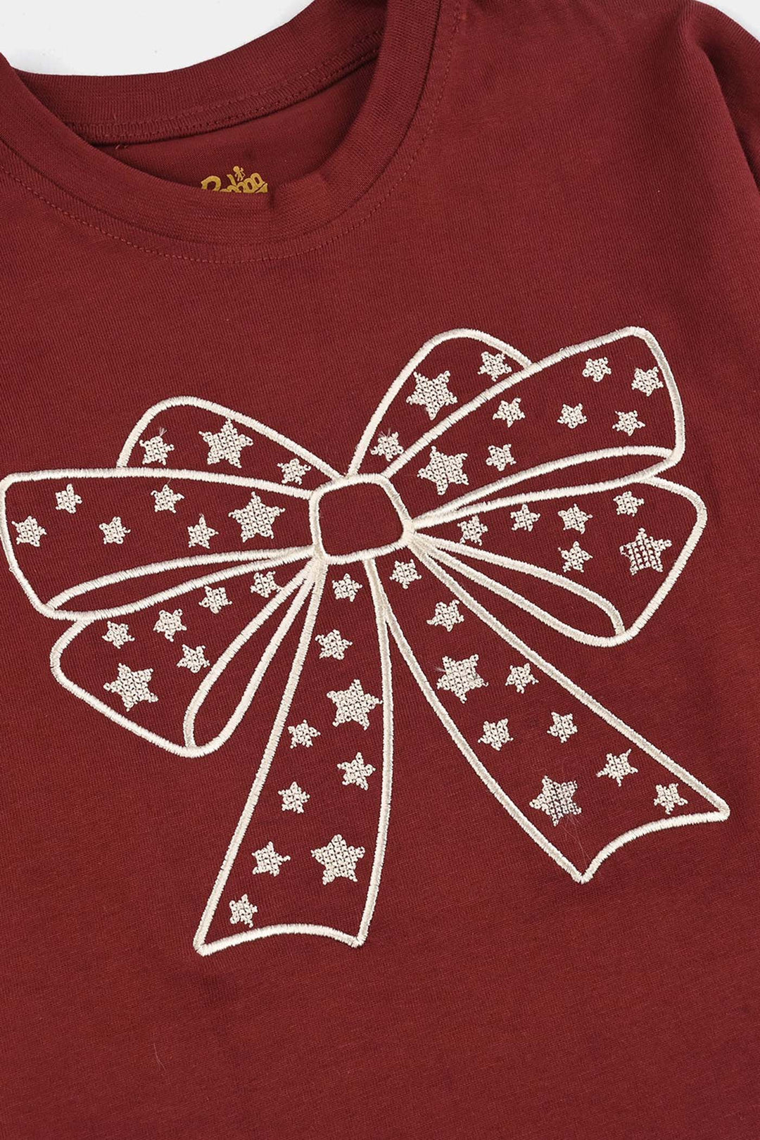Girls Jersey/Terry T-Shirt F/S BOW-Red