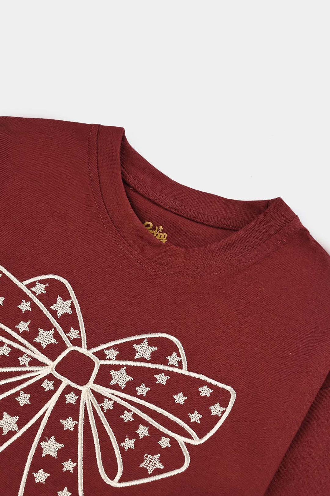 Girls Jersey/Terry T-Shirt F/S BOW-Red