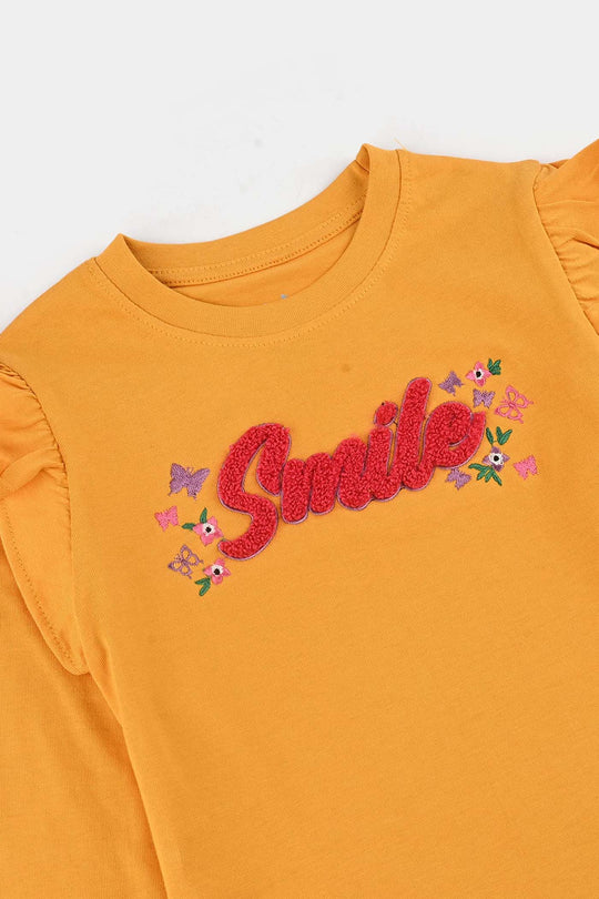 Girls Jersey/Terry T-Shirt F/S SMILE-Yellow