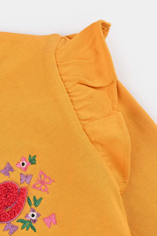 Girls Jersey/Terry T-Shirt F/S SMILE-Yellow