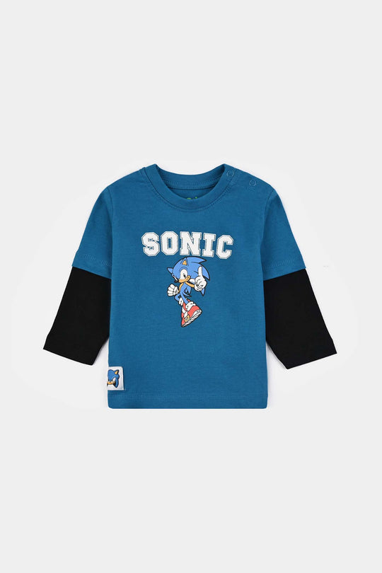 Infant Boys Jersey/Terry T-Shirt F/S-Blue
