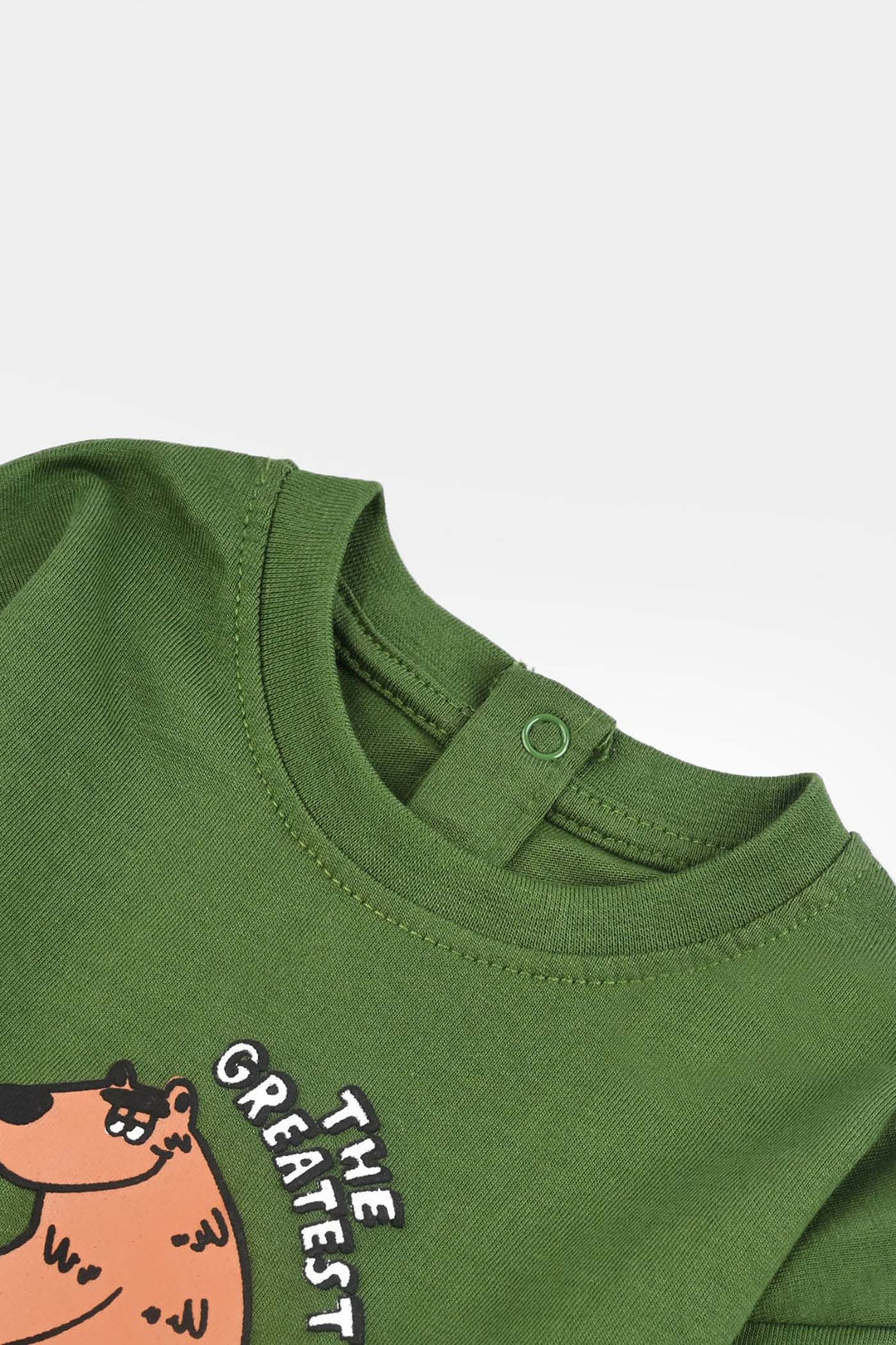 Infant Boys Jersey/Terry T-Shirt F/S SKILLS ON WHEEL BEAR-Olive Green