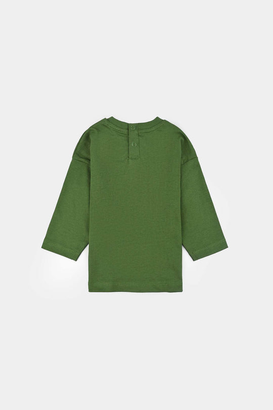 Infant Boys Jersey/Terry T-Shirt F/S SKILLS ON WHEEL BEAR-Olive Green