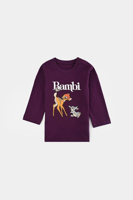Infant Girls Jersey/Terry T-Shirt F/S BAMBI-Dark Purple